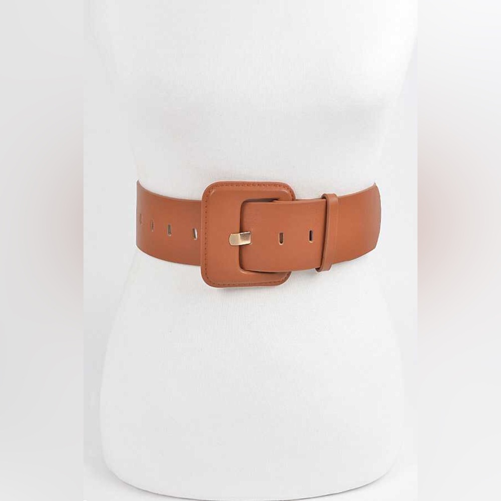 Solid Color Vegan Leather Statement Belt
